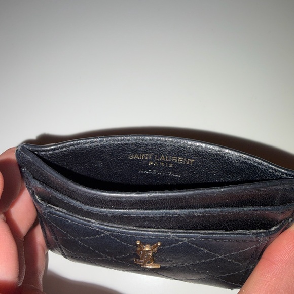 Saint Laurent Black Quilted Card Holder with Gold Logo - Picture 6 of 10